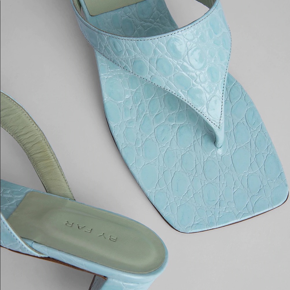 By Far Shawn White croco embossed leather sandal